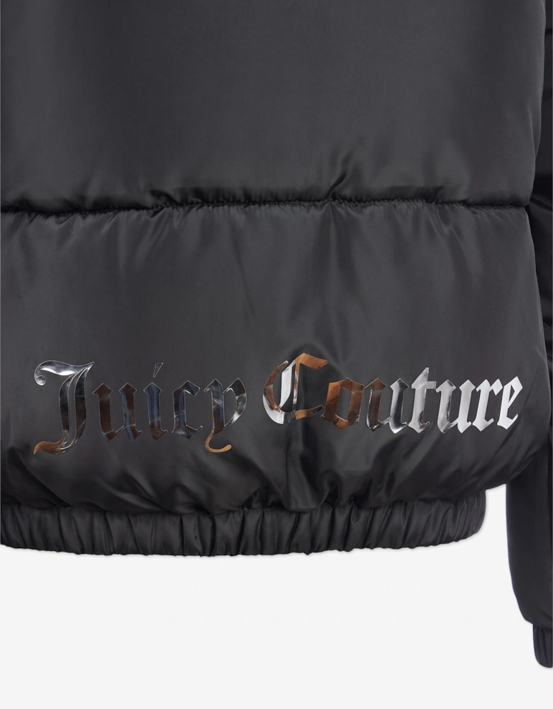 Girls Shorter Length Puffer Jacket in Black