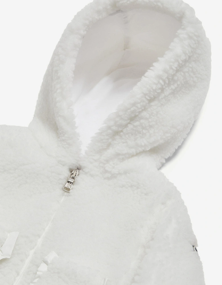 Baby Girls Zip Up Cardigan in White