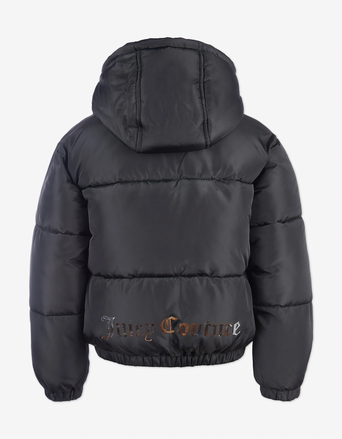 Girls Shorter Length Puffer Jacket in Black