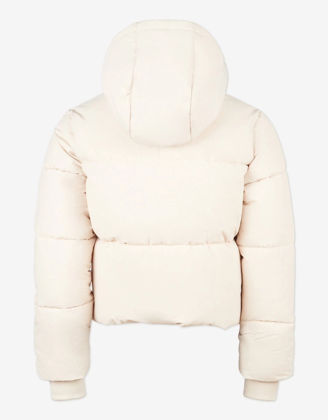Girls Wide Baffle Puffer Coat in Beige