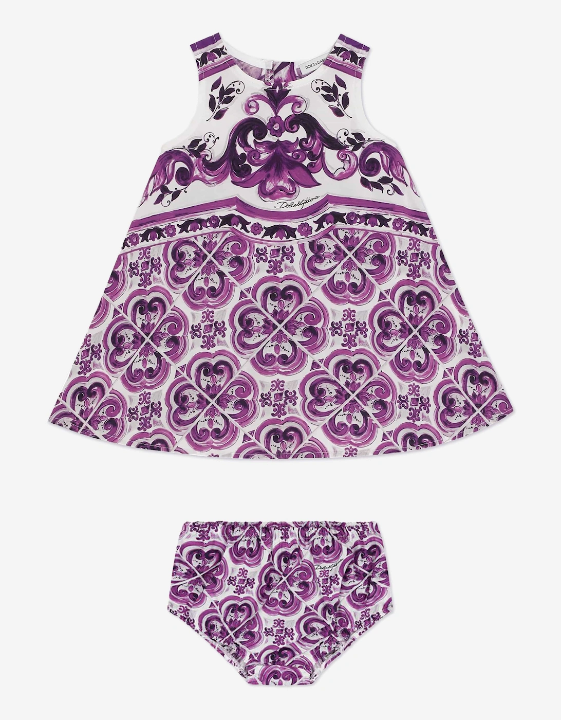 Baby Girls Majolica Dress with Knickers in Purple, 5 of 4