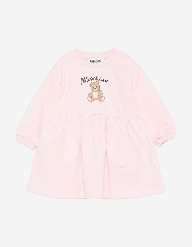 Baby Girls Teddy Bear Sweater Dress in Pink