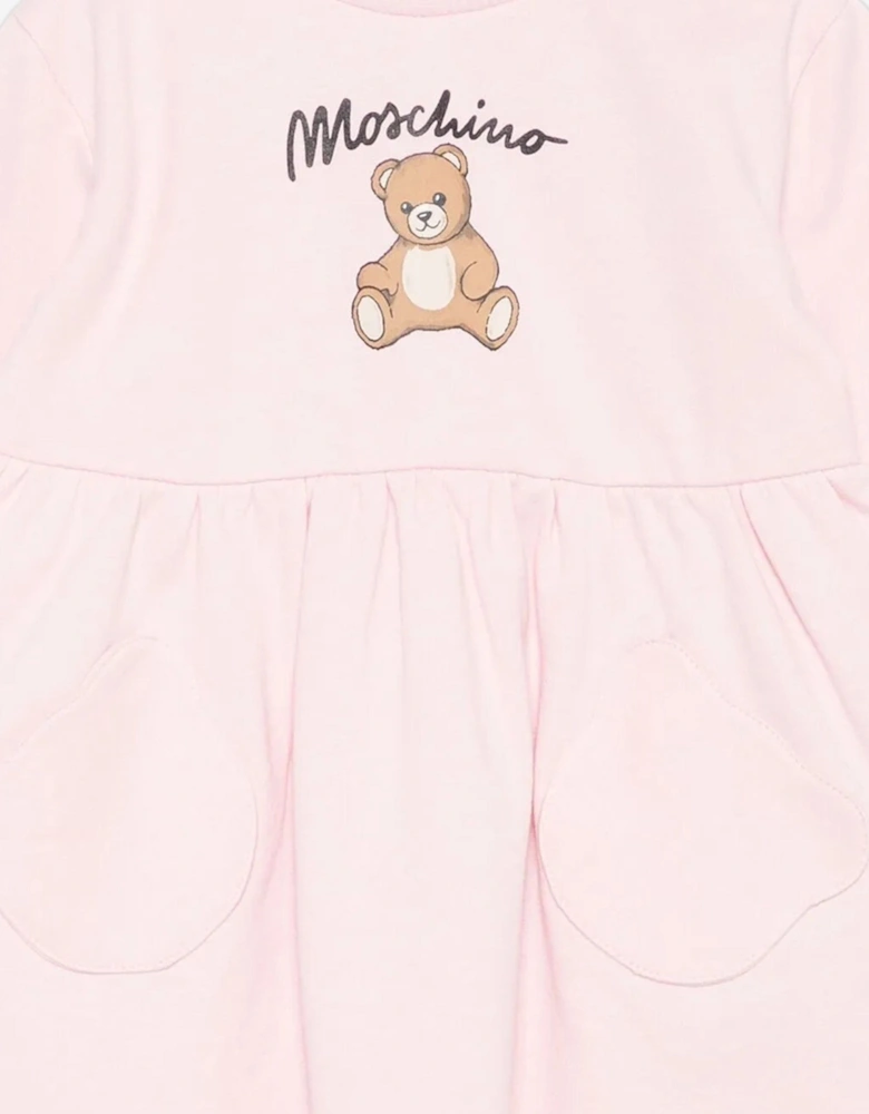 Baby Girls Teddy Bear Sweater Dress in Pink