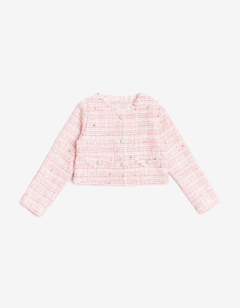 BCBGMAXAZRIA Girls Tweed Jacket in Pink