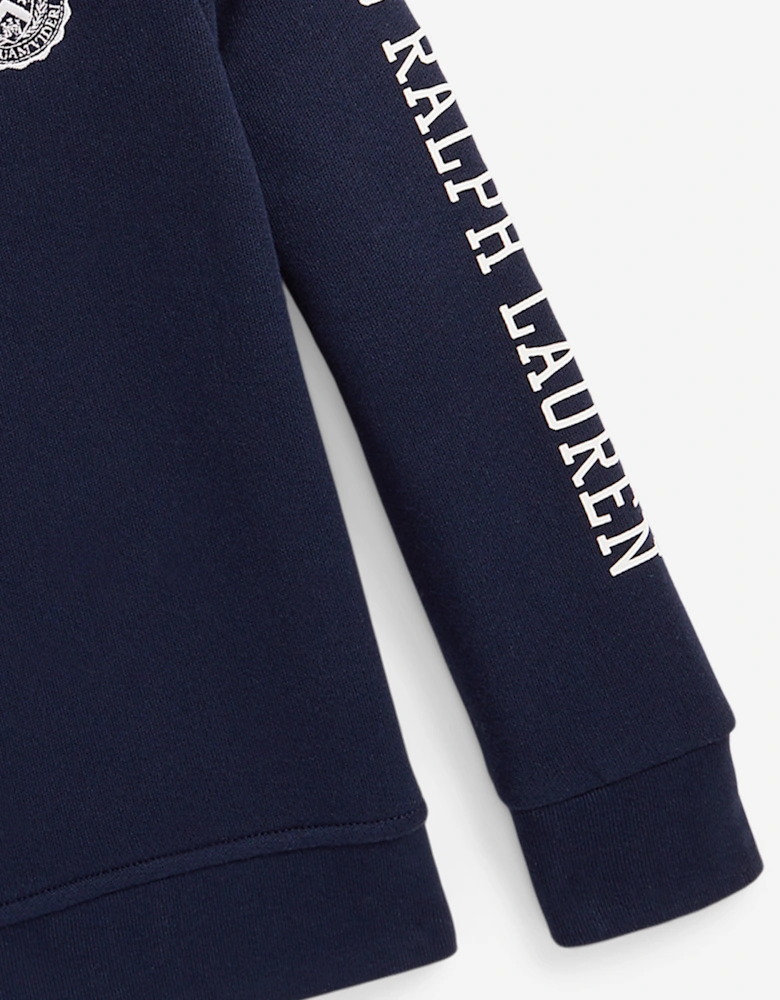 Boys Half Zip Logo Sweatshirt in Navy
