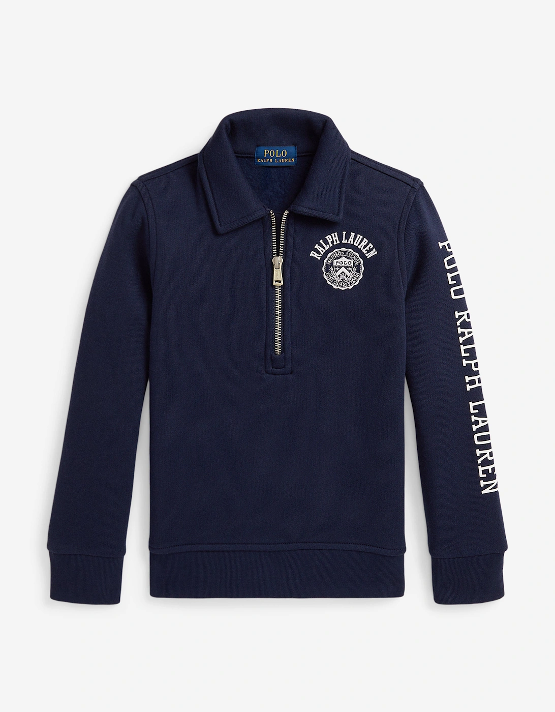 Boys Half Zip Logo Sweatshirt in Navy, 5 of 4