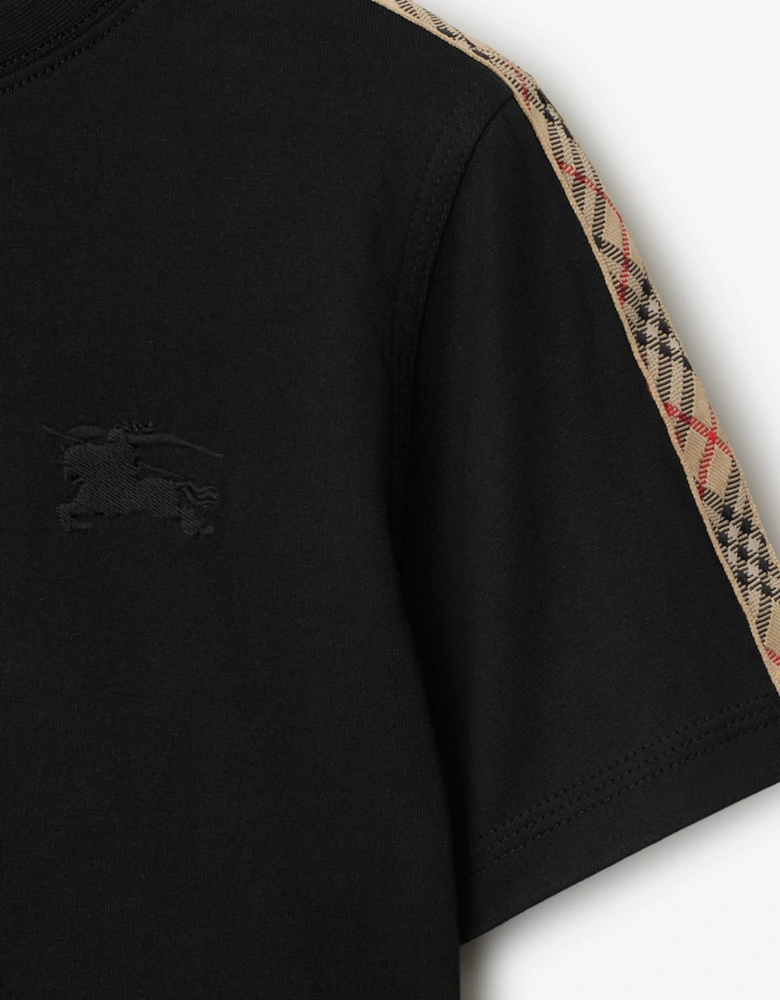 Boys Cedar Check Tape T-Shirt in Black
