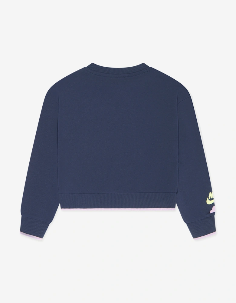 Girls Sweet Swoosh Sweatshirt in Navy