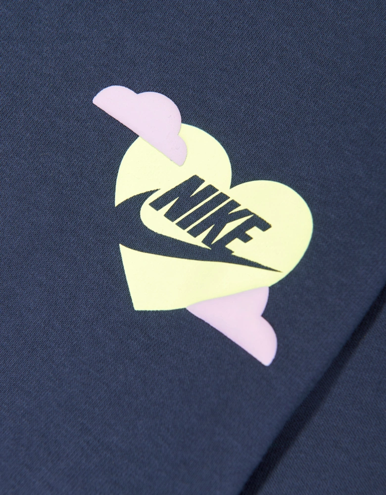 Girls Sweet Swoosh Sweatshirt in Navy