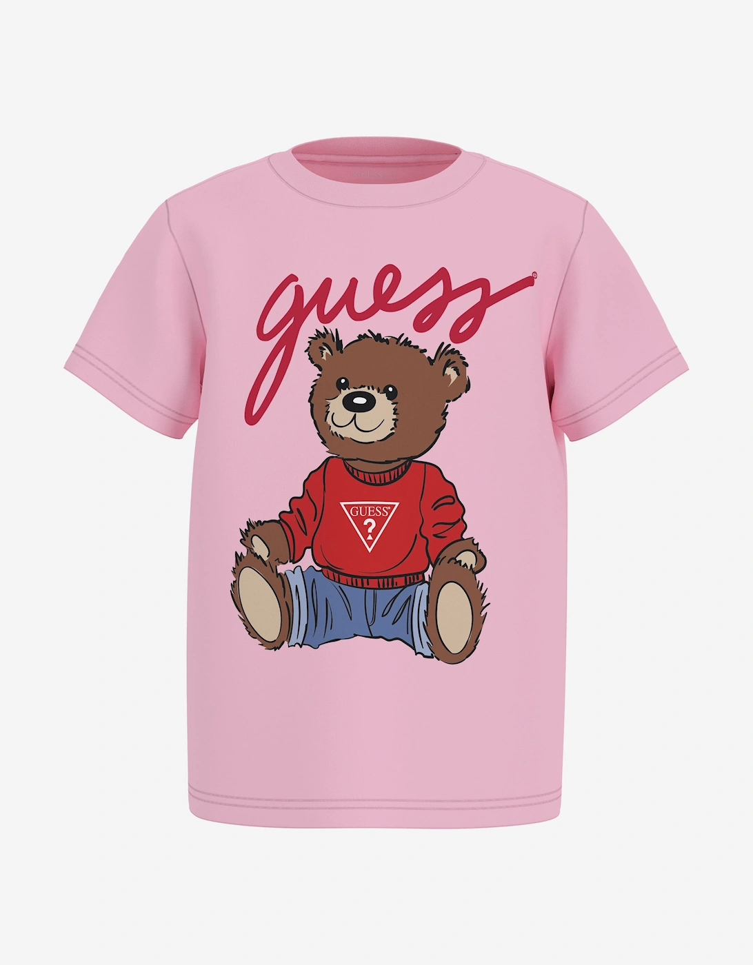 Guess Girls Pink Teddy Bear T-Shirt In - Size: 18-24 Months/2 Years Kids
