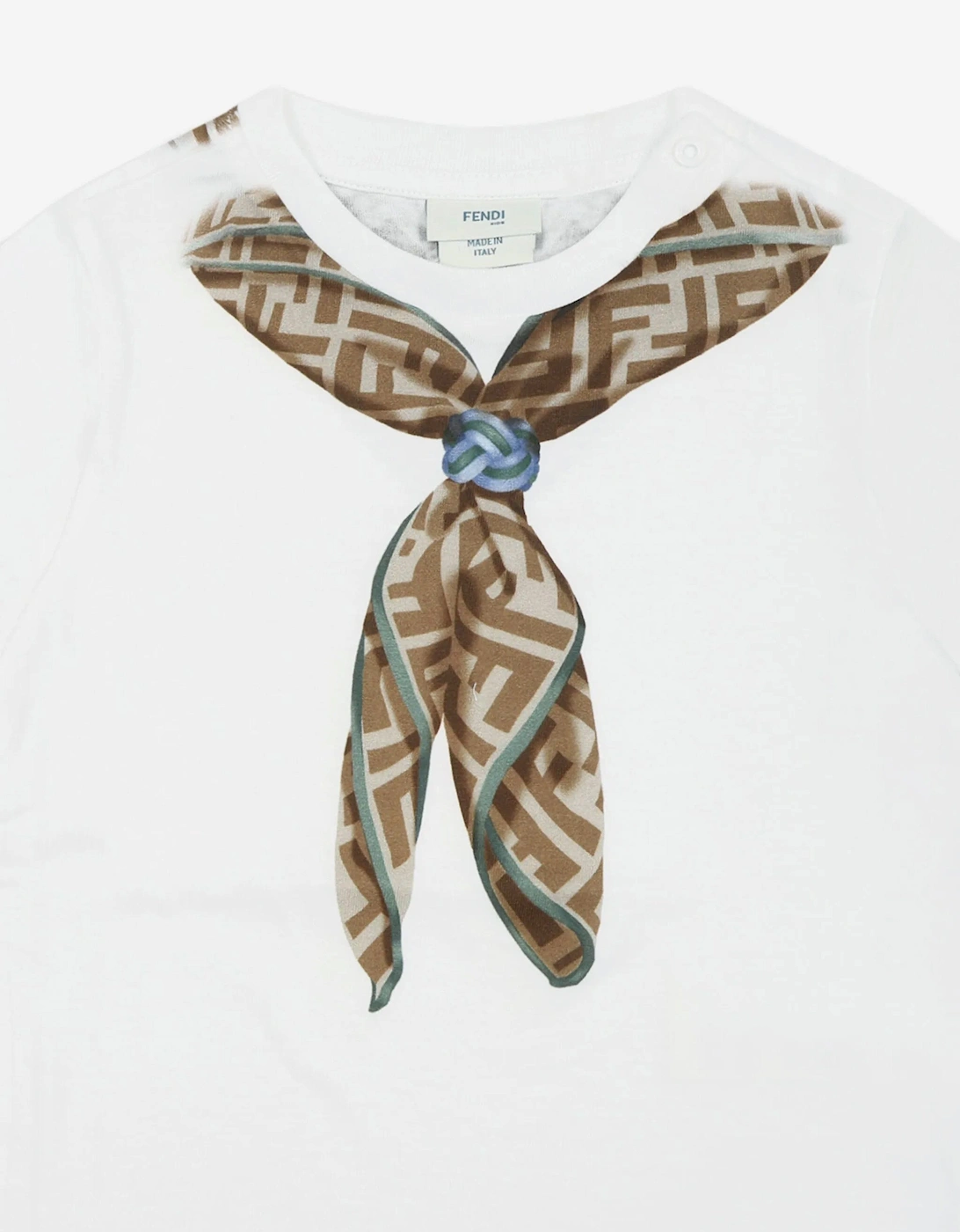 Baby Boys Scarf Print T-Shirt in White