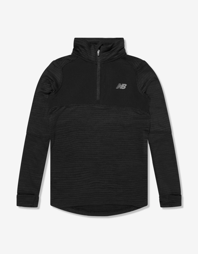 Boys Heat Grid 1/4 Zip Sweatshirt in Black