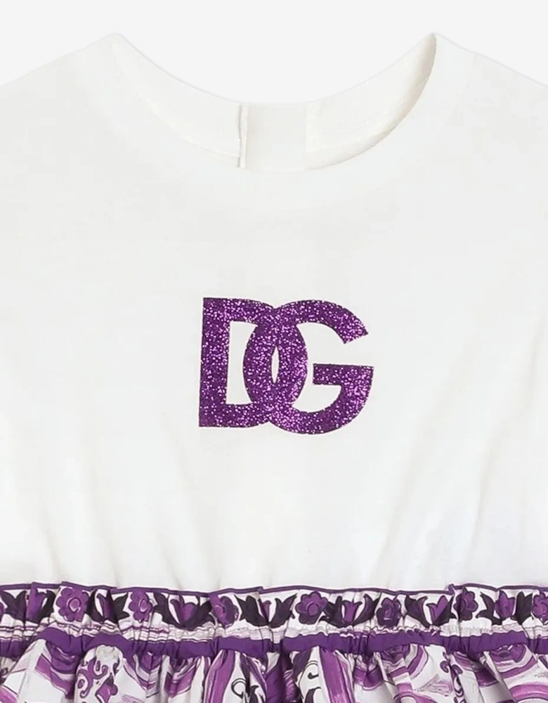 Baby Girls Majolica Print Dress with Knickers in Purple