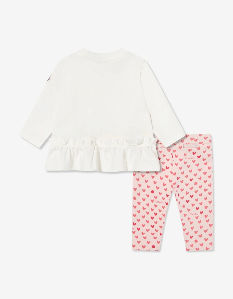 Baby Girls Heart Logo Legging Set in Ivory