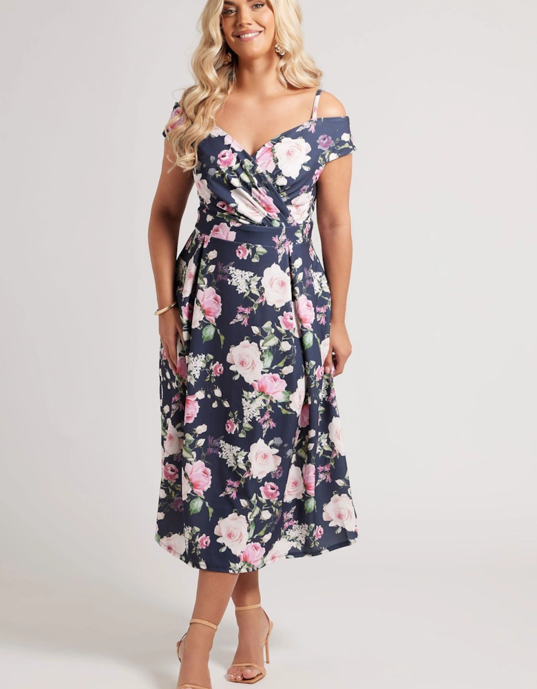 Floral Print Cold Shoulder Dress