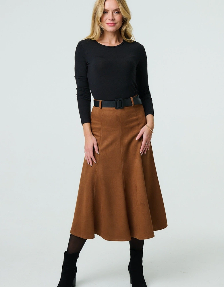 Belt Detail A-Line Maxi Skirt