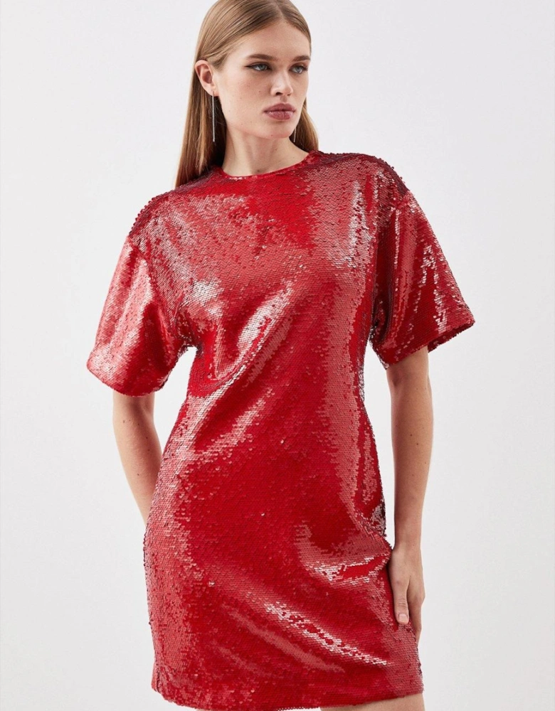Petite Sequin Woven Mini Dress