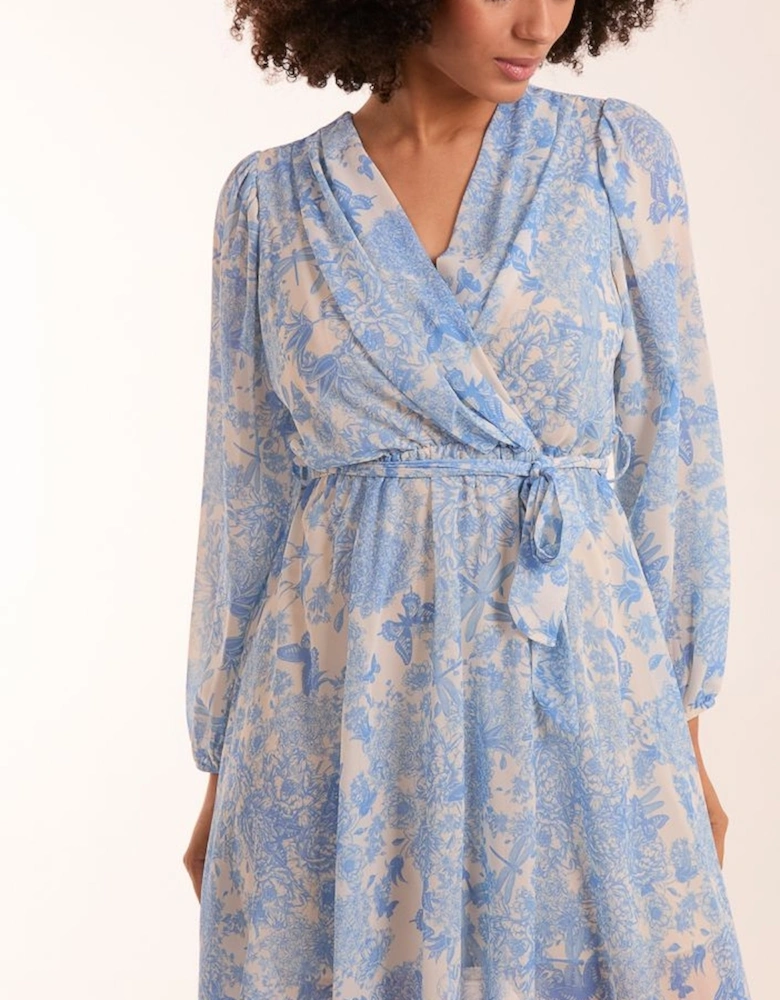 Butterfly Floral Wrap Dress