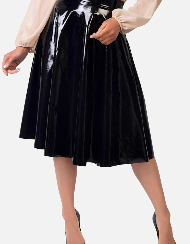 PVC High Waisted Full Midi Skirt
