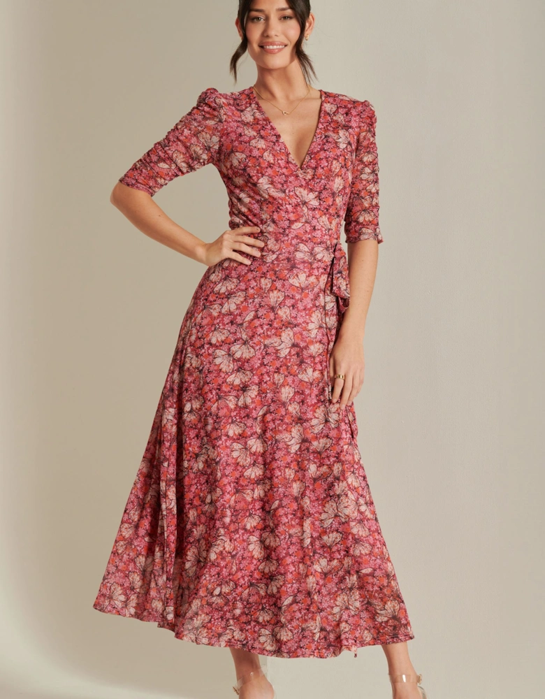 Daliyah Wrap Front Mesh Maxi Dress