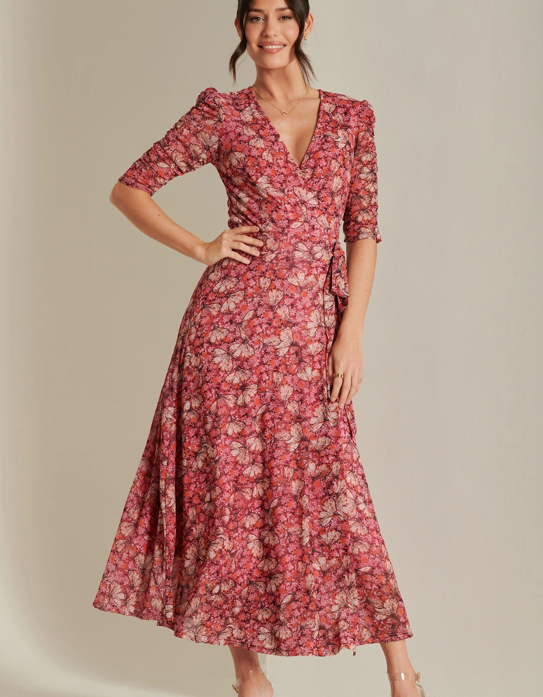 Daliyah Wrap Front Mesh Maxi Dress, 2 of 1