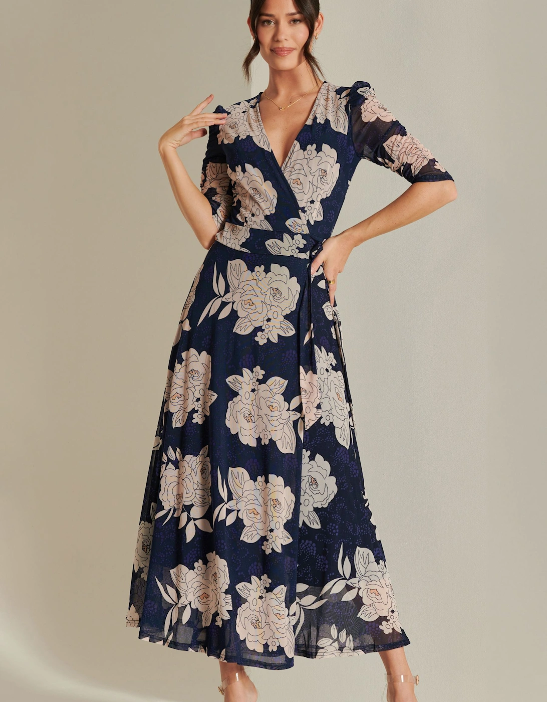 Daliyah Wrap Front Mesh Maxi Dress, 2 of 1