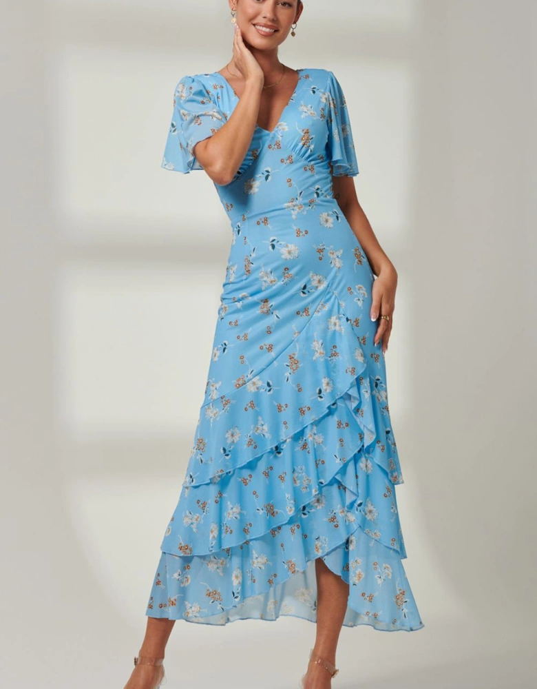 Daleysa Frill Hem Mesh Maxi Dress