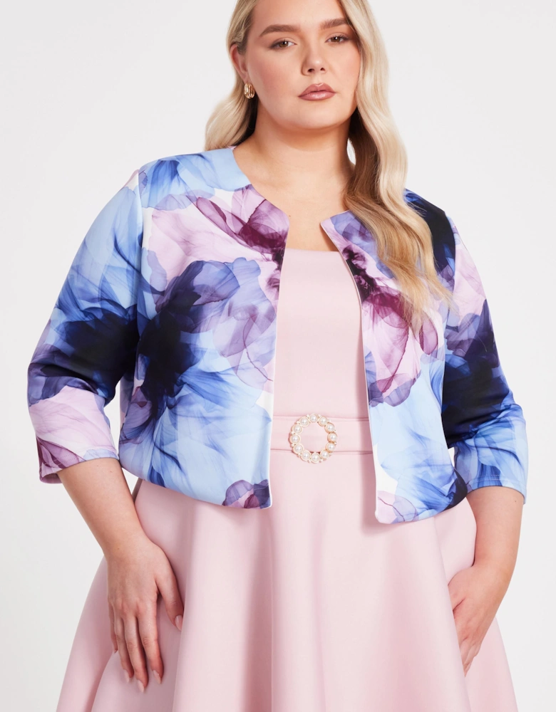 Multi Curve Floral Cropped Jacket