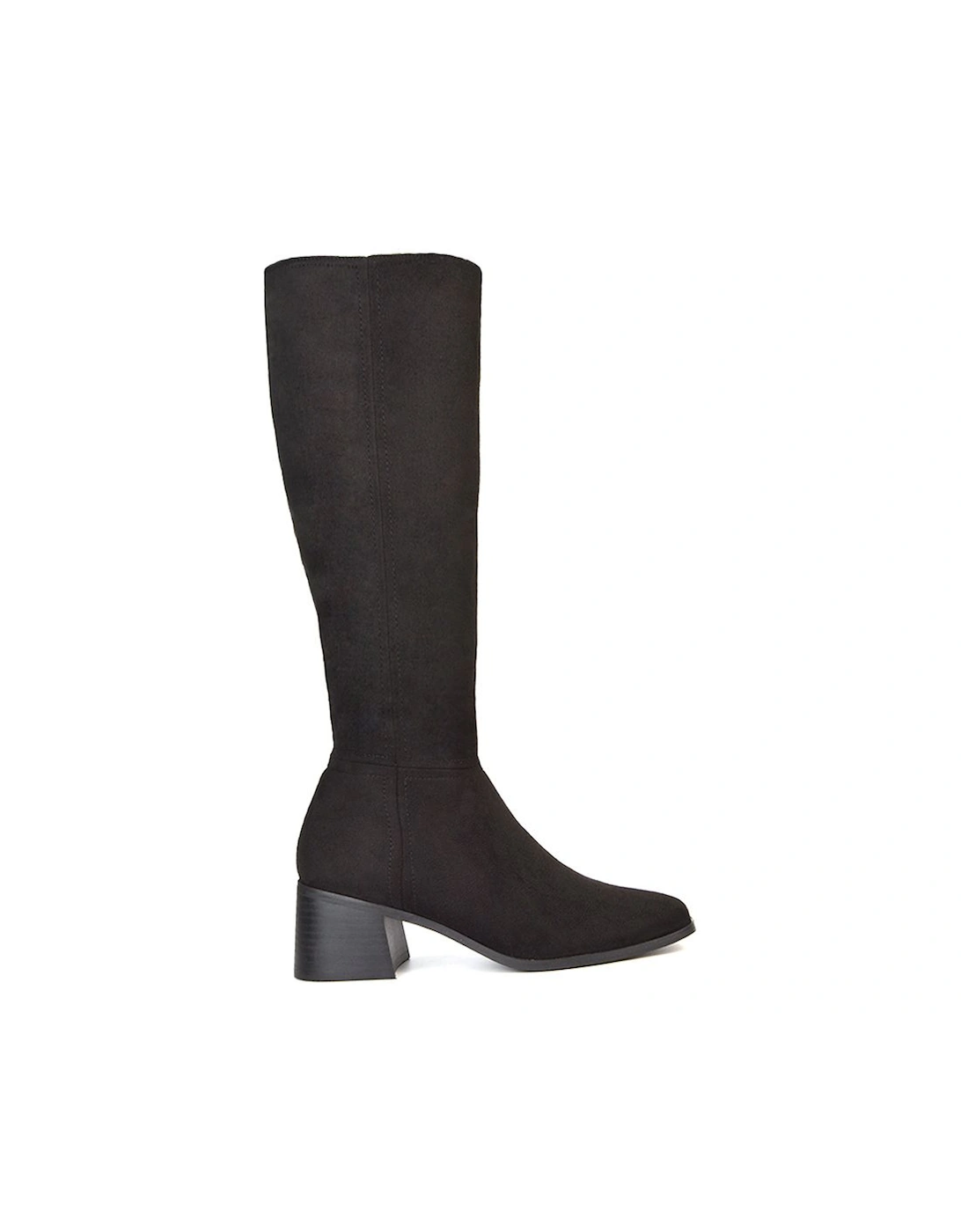 'Ruby' Square Toe Zip Up Knee High Calf Boots With Low Heel, 2 of 1