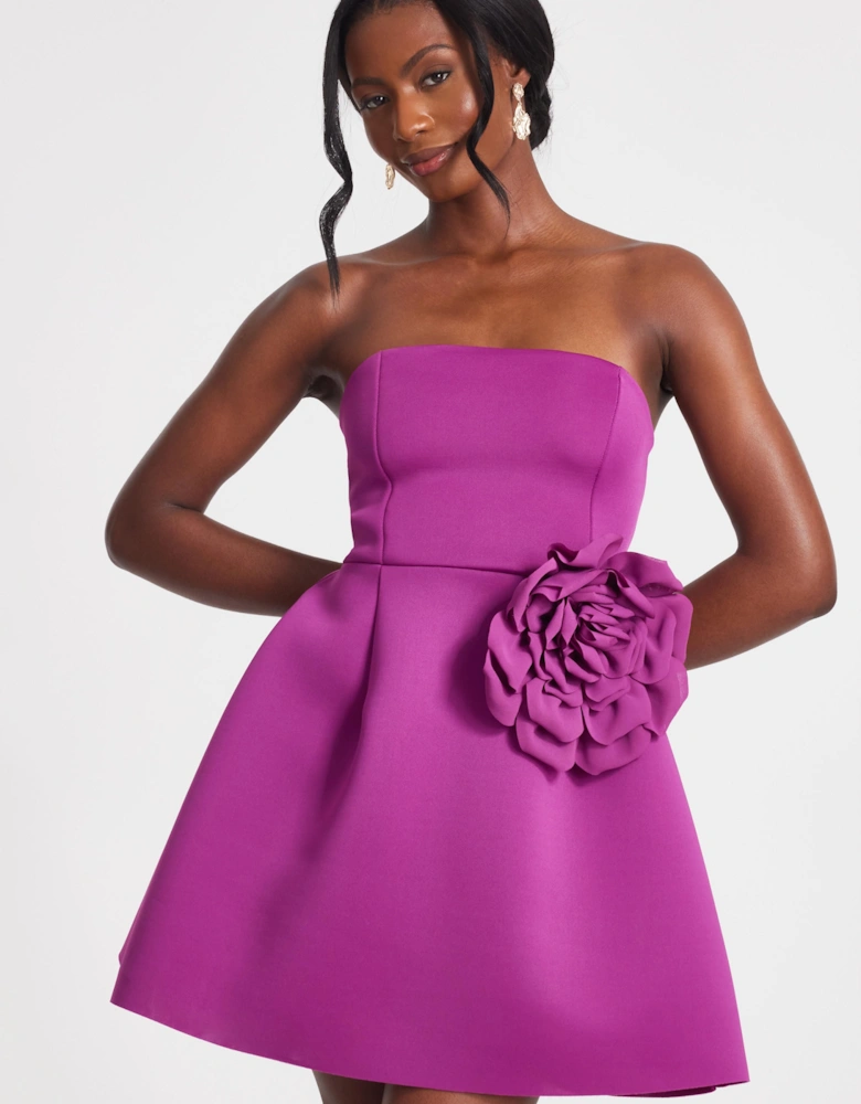 Magenta Strapless Mini Dress