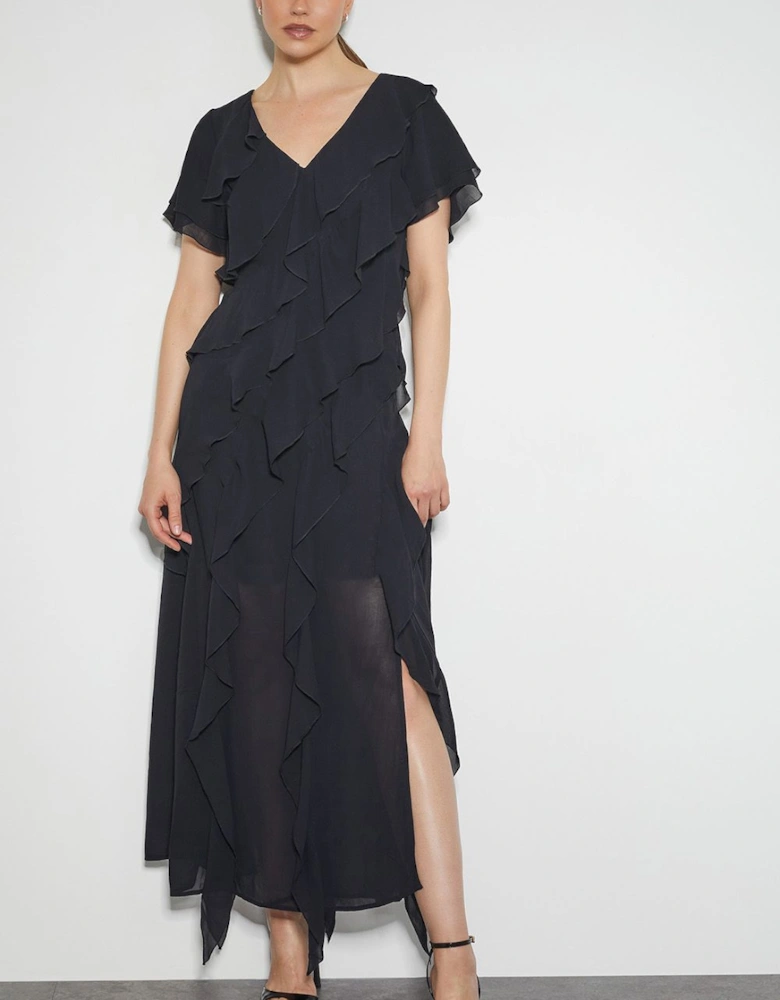 Renata Ruffle Maxi Dress Blue