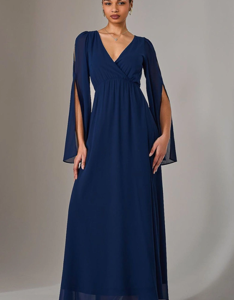 Chiffon Cap Sleeve Maxi Dress