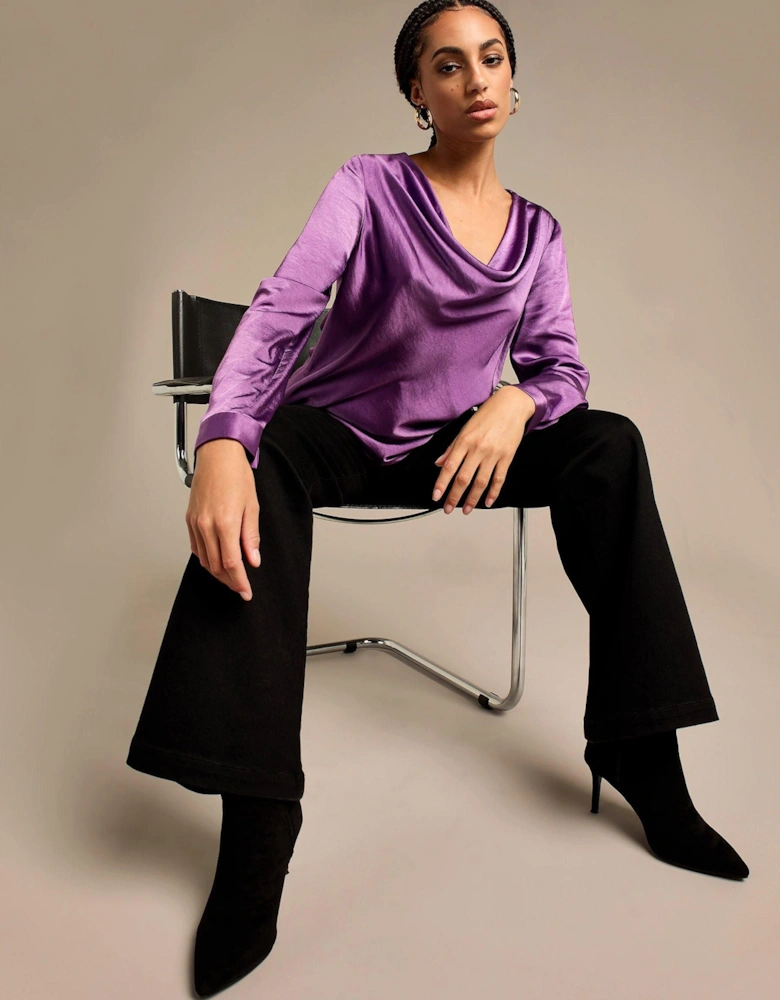 Scarlet Satin Cowl Neck Top