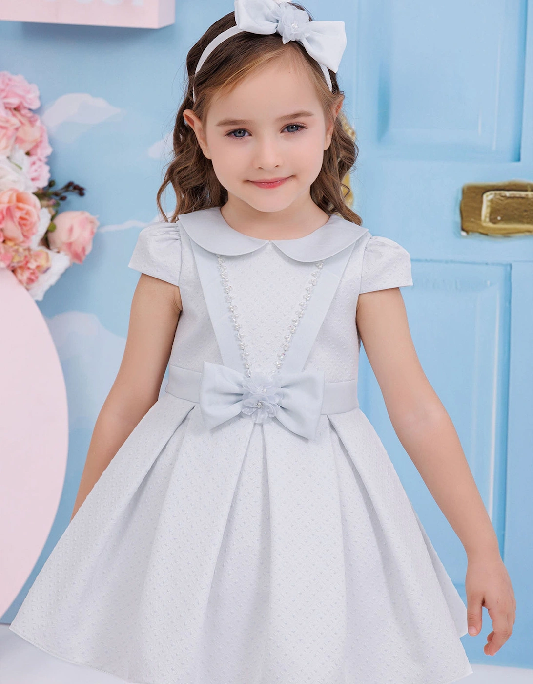 Baby Girls Dress with Headband in Blue