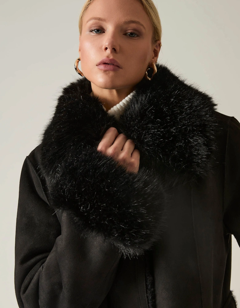 Black Faux Fur Coat