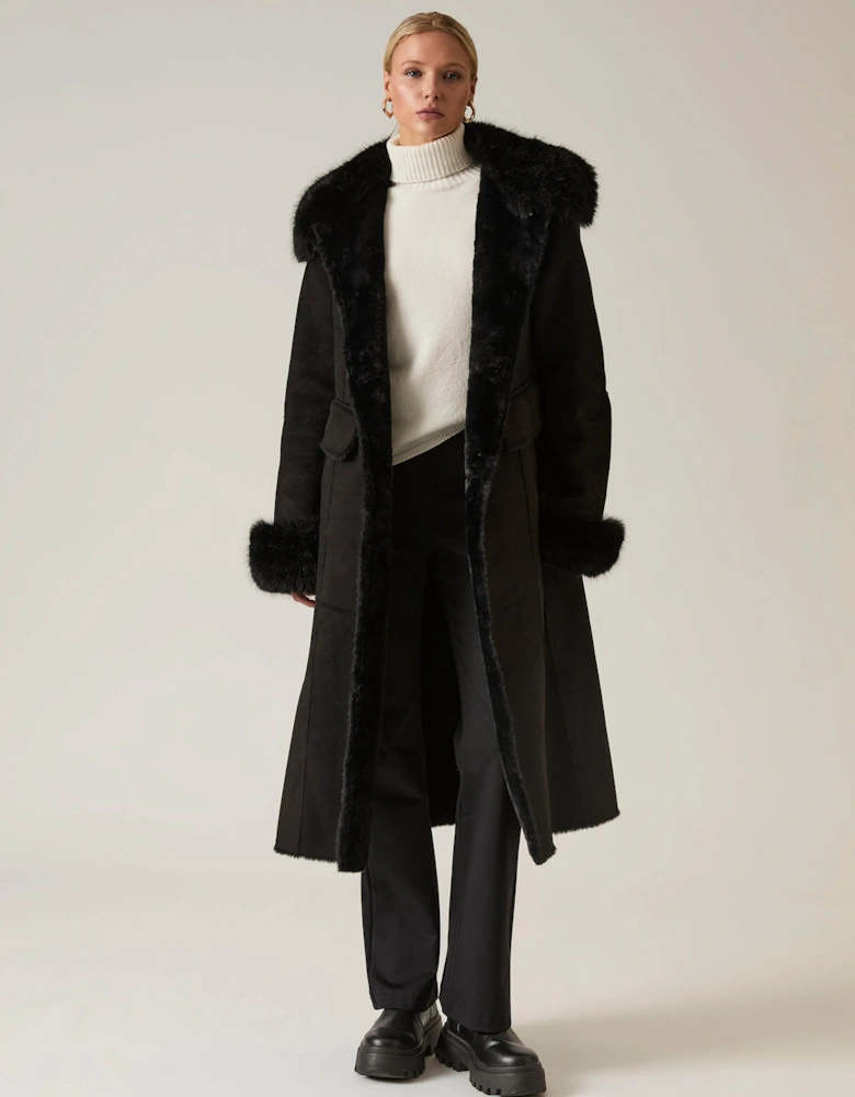 Black Faux Fur Coat
