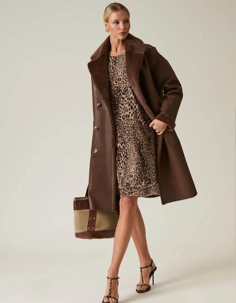 Brown Reversible Faux Fur Coat