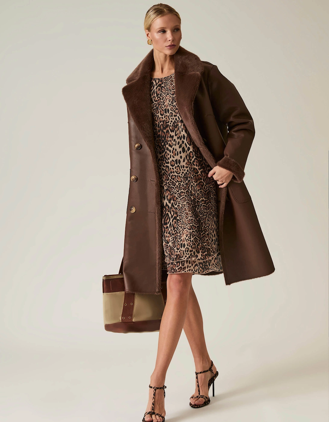 James Lakeland Women's Brown Reversible Faux Fur Coat - Size: 16