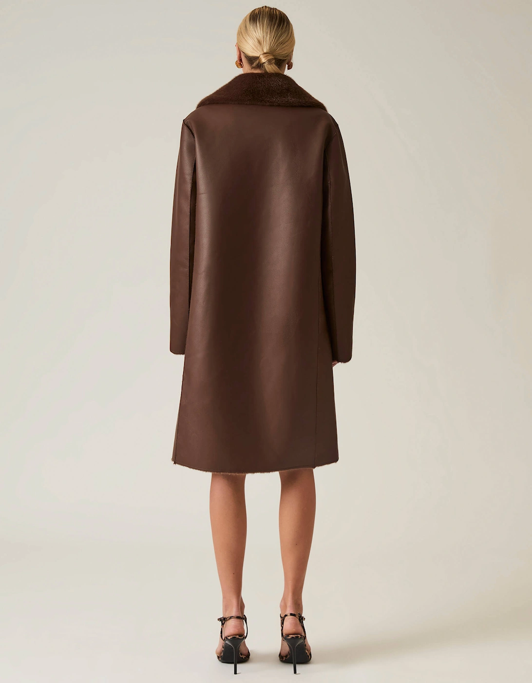 Brown Reversible Faux Fur Coat