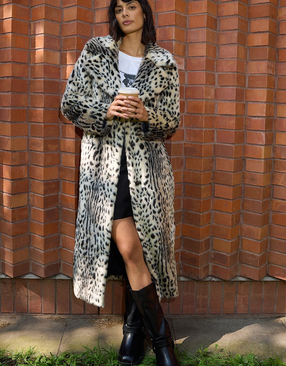 Animal Maxi Collared Fur Coat, 2 of 1