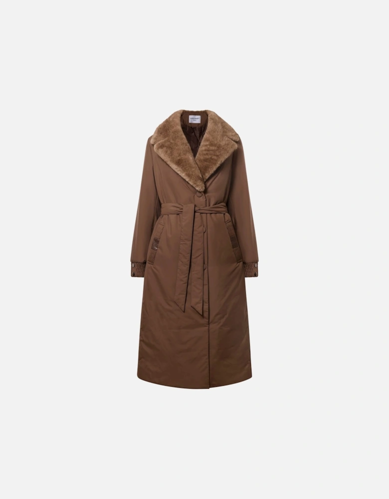 Brown Padded Faux Fur Coat