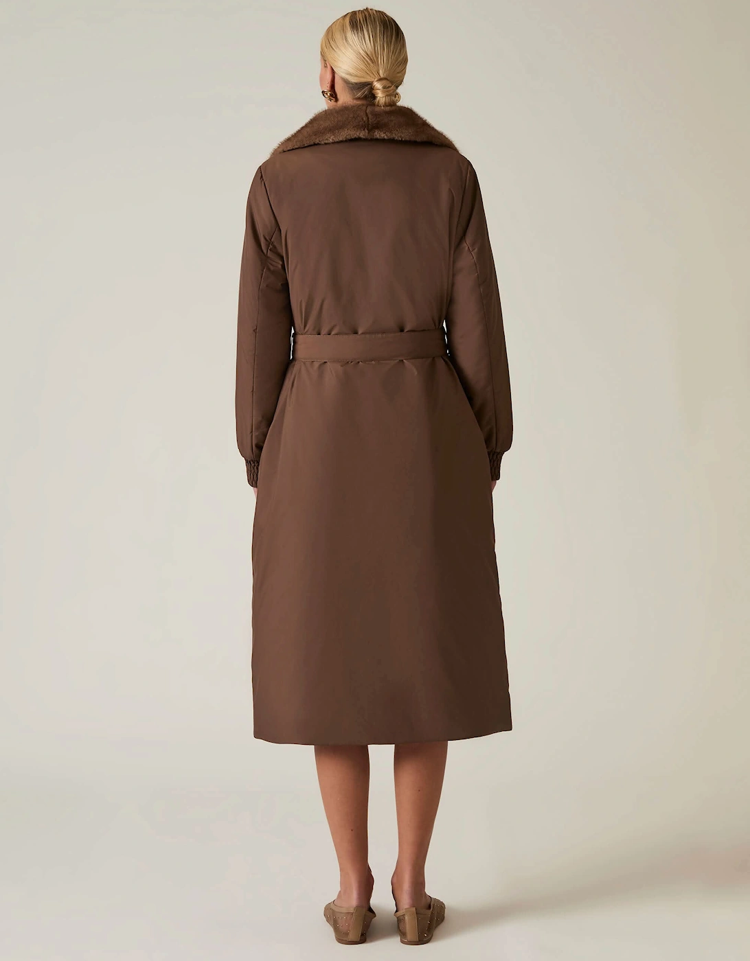 Brown Padded Faux Fur Coat