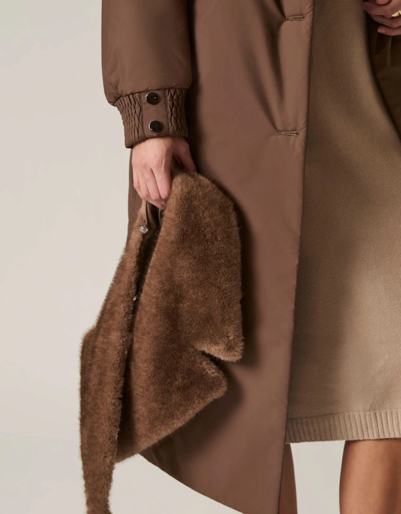Brown Padded Faux Fur Coat