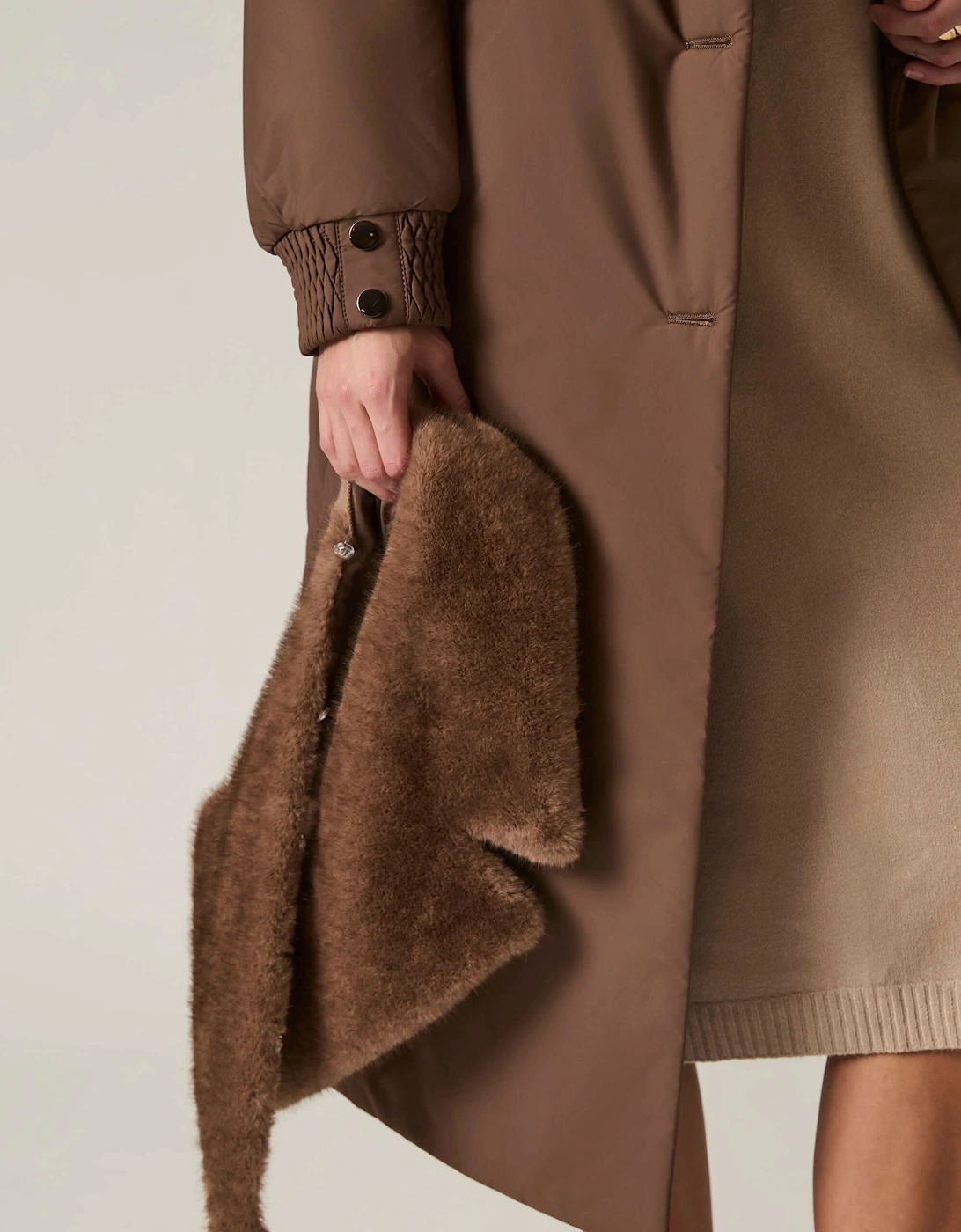Brown Padded Faux Fur Coat