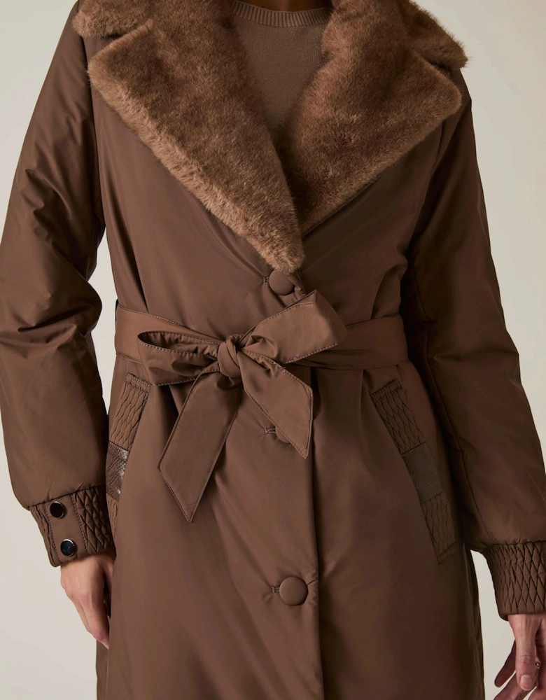 Brown Padded Faux Fur Coat