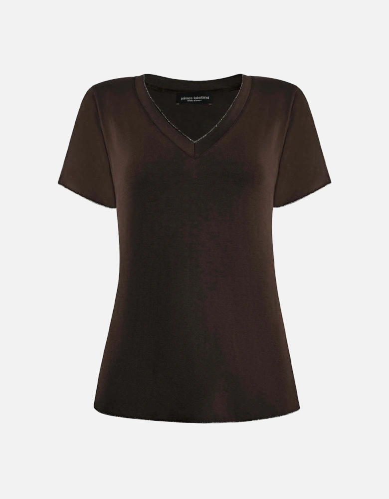 Brown V-neck T-shirt