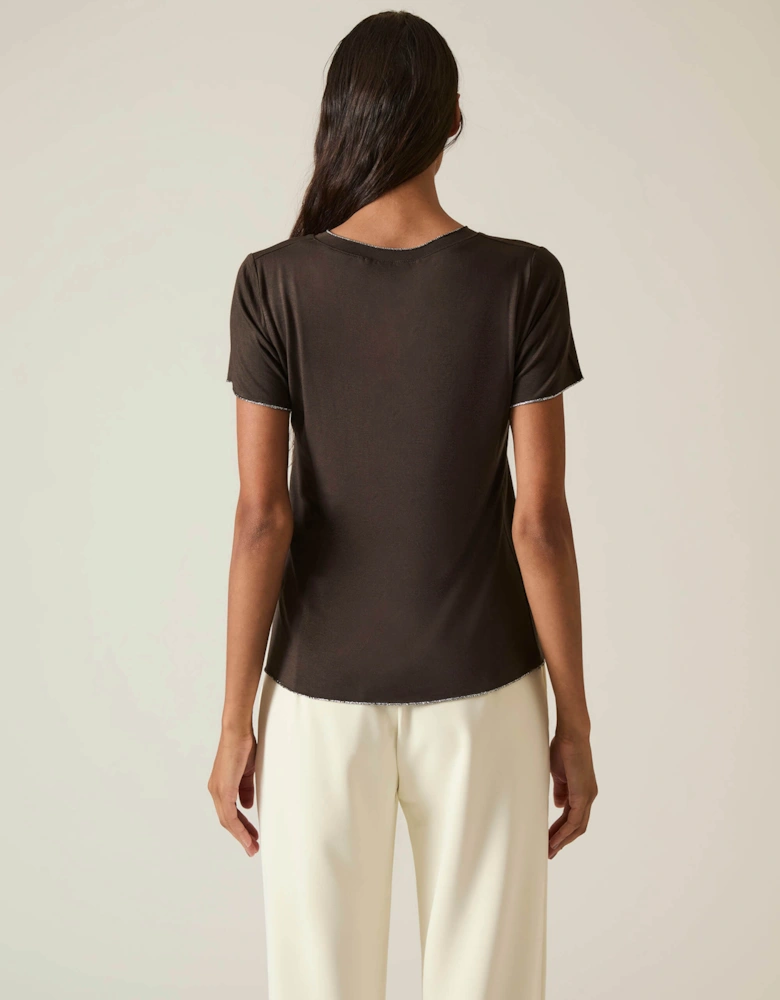 Brown V-neck T-shirt