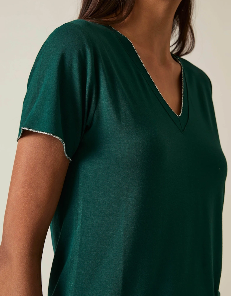 Dark Green V-neck T-shirt