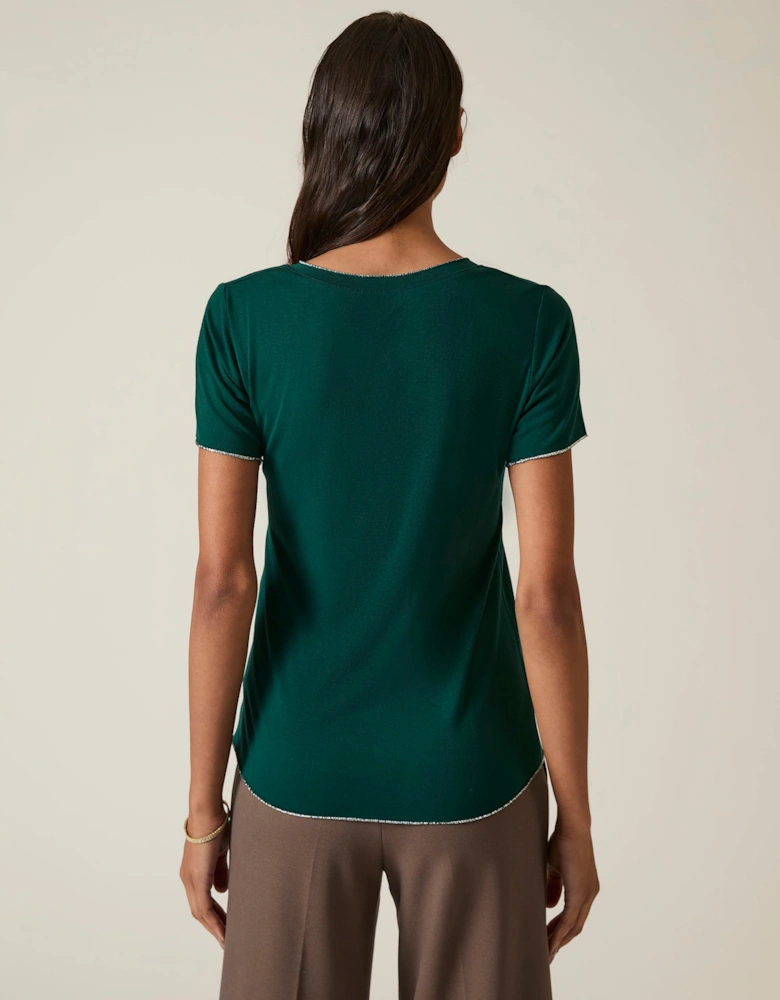 Dark Green V-neck T-shirt