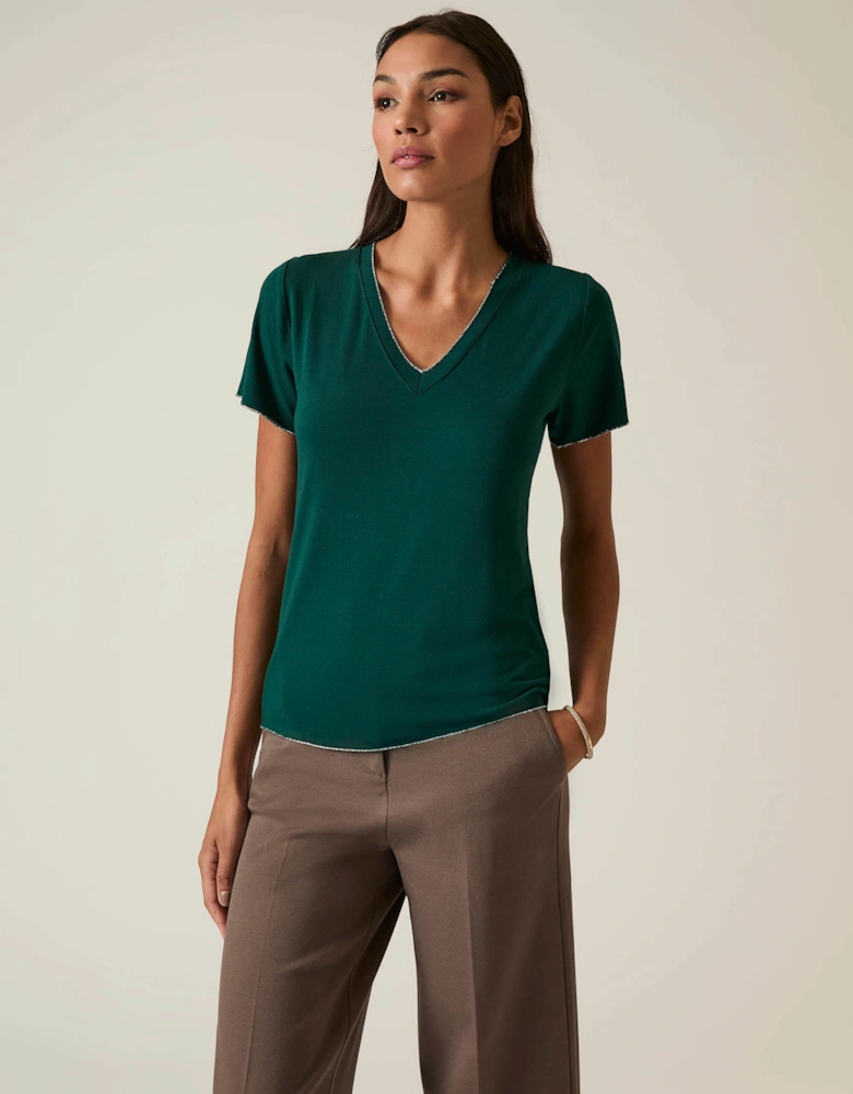 Dark Green V-neck T-shirt